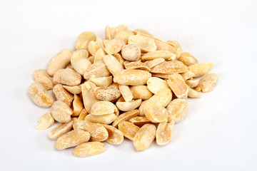 Close-up image of peanuts studio isolated on white background