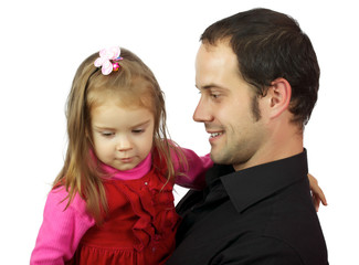 Portrait of happy father and his adorable little daughter