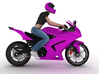 Foto op Canvas vrouw op een motorfiets © CenturionStudio.it