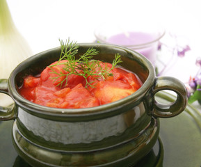 Tomatensuppe mit Fenchel und Champignons