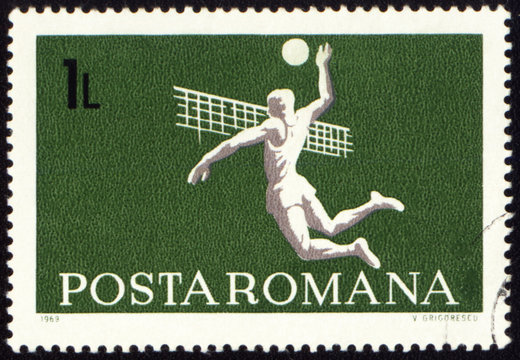 Volleyball on post stamp