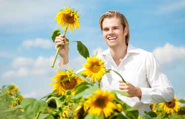 sonnenblumen freude mann