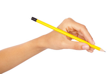 Hand holding a pencil