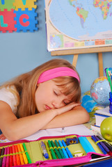 tired schoolgirl