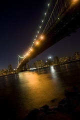 Fototapeta na wymiar Night Bridge to City