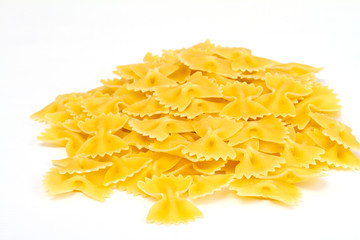 close up of a dried italian pasta on white background