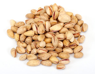 Close-up image of pistachios studio isolated on white background