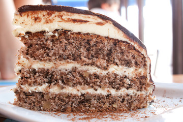 piece of chocolate cake on a plate