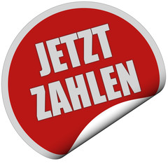 Sticker rot rund curl unten JETZT ZAHLEN
