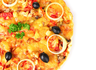 tasty pizza with olives isolated on white