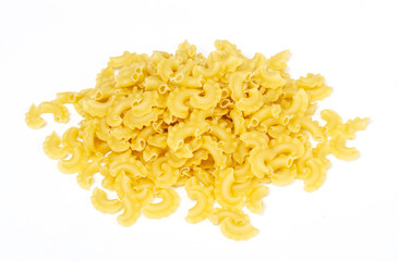 close up of a dried italian pasta on white background