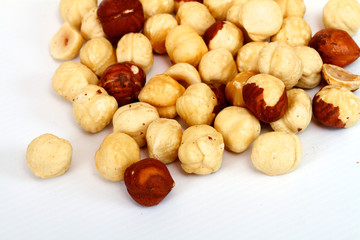 hazelnuts on a white background