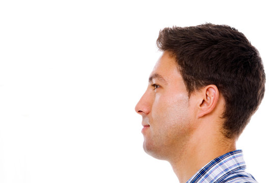 Profile Of A Young Casual Man, Isolated On White