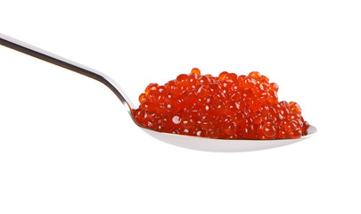 Spoon with red caviar