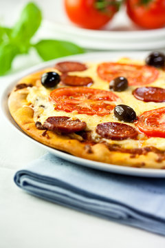 Pizza with Chorizo Salami