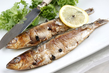 frisch gegrillte Sardinen als Speise zubereitet