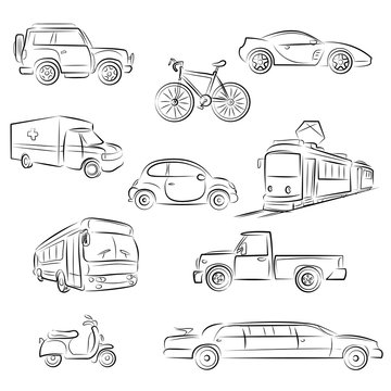 City Transportation Sketch Set