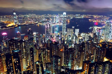 Türaufkleber Hong Kong night view from the peak © leungchopan