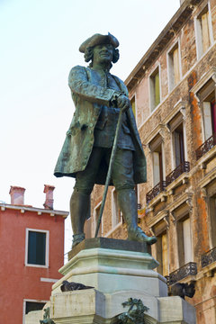 Statue of the Italian playwright Carlo Goldoni Venice Italy