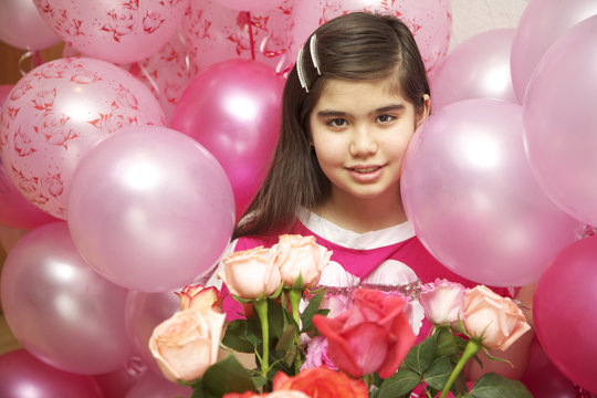 幸せの桃色風船