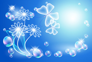 Fototapeta na wymiar Background with transparent flowers