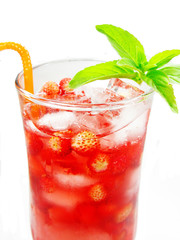 fruit red juice drink with wild strawberry