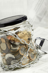 coins in money jar