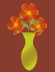 Abstract Flowers in Vase....Vector 8 / Clip Art