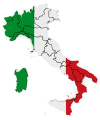 Italy map 3D - Bandiera
