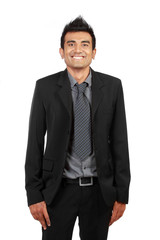 Handsome smiling businessman isolated on white