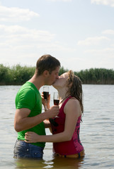 Fototapeta na wymiar boy and girl kiss