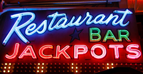 Fototapeta na wymiar Bar Restaurant Jackpot Neon Sign