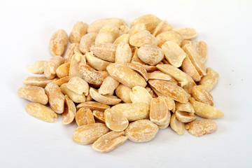 Close-up image of peanuts studio isolated on white background