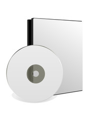 CD/DVD disk with box over white background