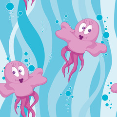seamless pink jellyfish