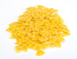 close up of a dried italian pasta on white background