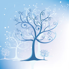 Tree stylized in winter swirls