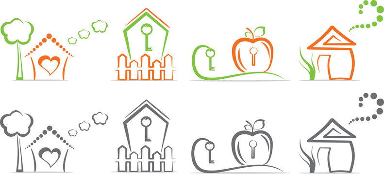 Home (icons), vector illustration