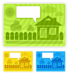 Fototapeta na wymiar Color speech sticker with house