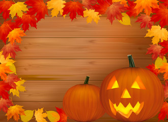 Naklejka na ściany i meble Halloween background with pumpkins. Vector illustration.