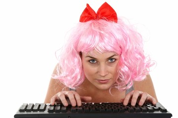 Girl Addicted to Internet and Computer