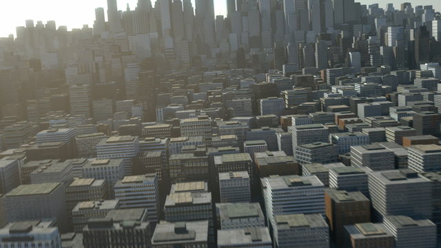 flight over 3d city - high quality 3d animation