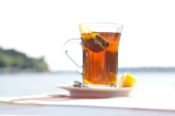 Tea in glass cup
