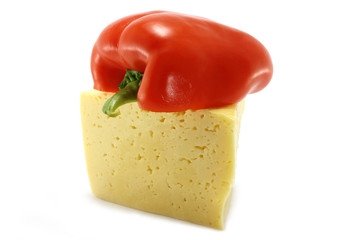 Red paprica on top of the cheese