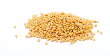 Yellow mustard seeds isolated