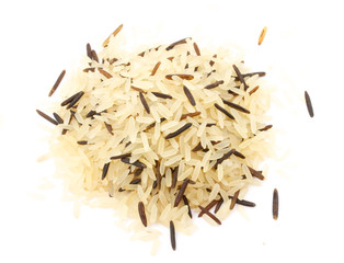 Closeup of long rice mixed with wild rice