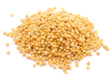 Yellow mustard seeds isolated