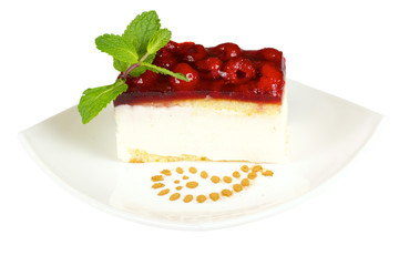 Raspberry cake isolated