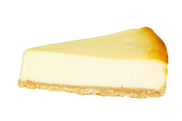 Gourmet slice of cheesecake on the white background