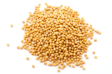 Yellow mustard seeds isolated